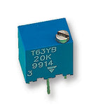 VISHAY T63YB105KT20 Trimmer Potentiometer, 1 Mohm, 250 mW, ± 10%, T63 Series, 15 Turns, Through Hole