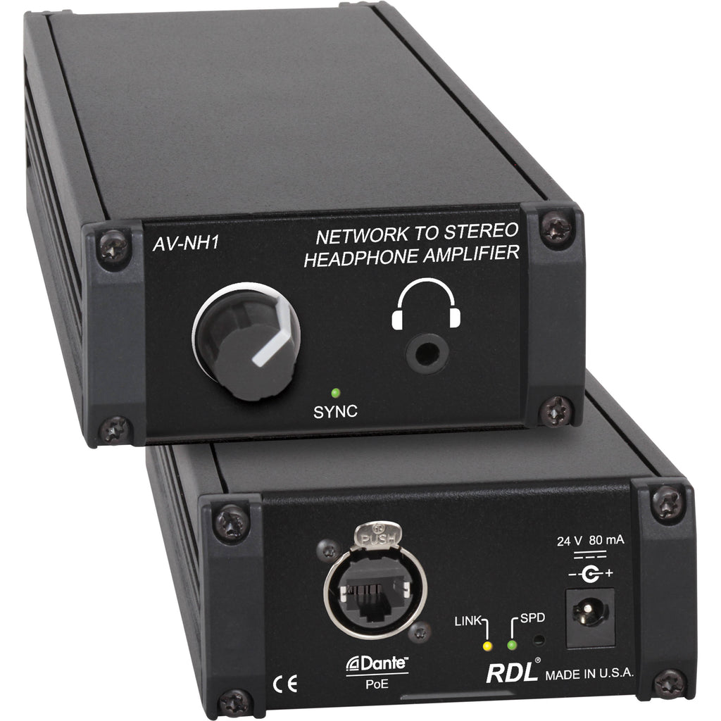 RDL AV NH1 Dante Network to Stereo Headphone Amplifier