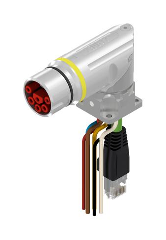 AMPHENOL CONEC 58-22020 Circular Cable Assembly, 6P+4S, Circular Receptacle to RJ45 Plug, 10 Ways, 19.7 ", 500 mm