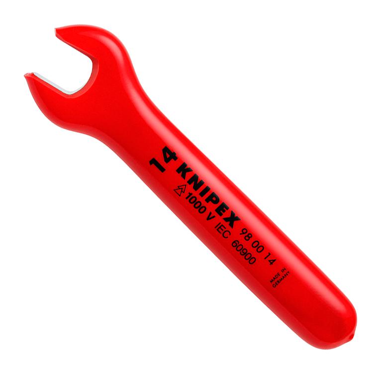 KNIPEX 98 00 09 Open End Wrench, 9 mm AF Size, 105 mm Length, Chrome Vanadium Steel