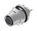 AMPHENOL CONEC 43-01665 Sensor Connector, M12, Female, 8 Positions, PCB Socket, Straight Panel Mount