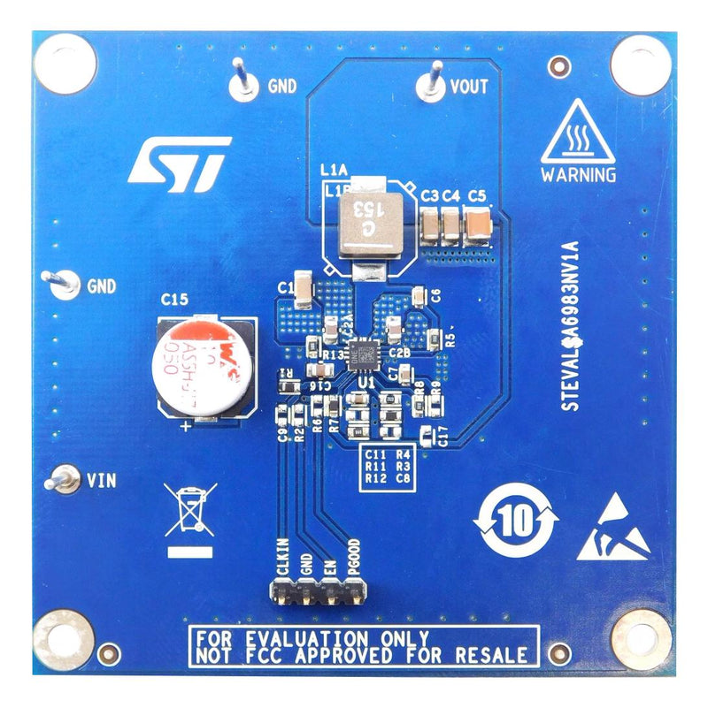 STMICROELECTRONICS STEVAL-A6983NV1 Evaluation Board, A6983NQTR, Synchronous Step Down Regulator, Power Management