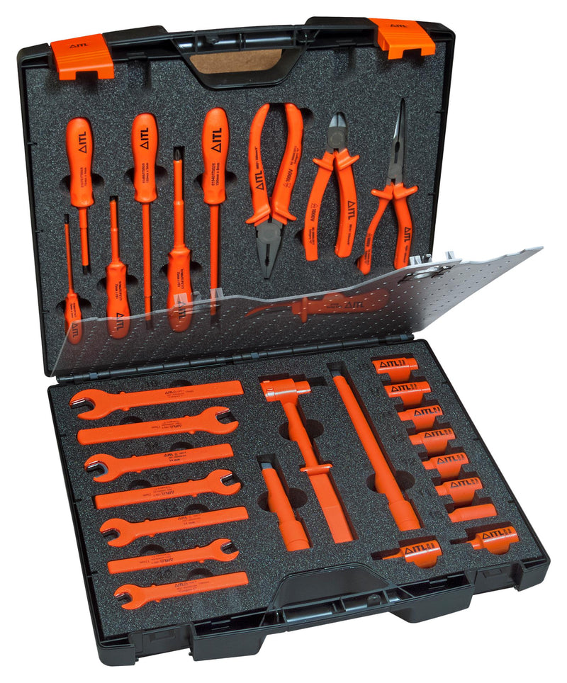 INSULATED TOOLS LTD 00007 Faraday Tool Kit, 29-Pcs of Combination, Snip Nose, Diagonal Pliers, Spanners, Ratchet, Screwdrivers
