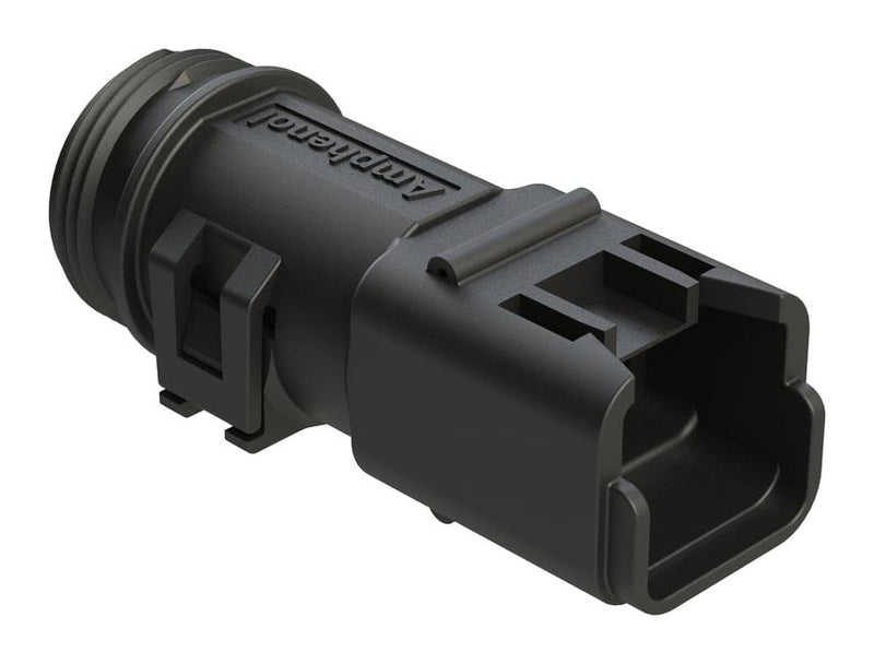 AMPHENOL SINE/TUCHEL ATBS-255-0205 BACKSHELL, PLUG CONN, 2POS, 180DEG, BLK