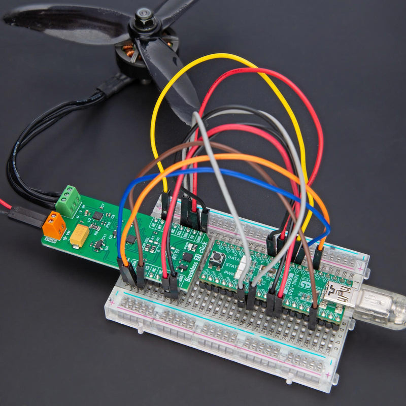 MIKROELEKTRONIKA MIKROE-5910 Add-On Board, Brushless 27 Click, TMC6300, 3-Phase BLDC/PMSM Motor Driver, I2C, 3.3V/5V in