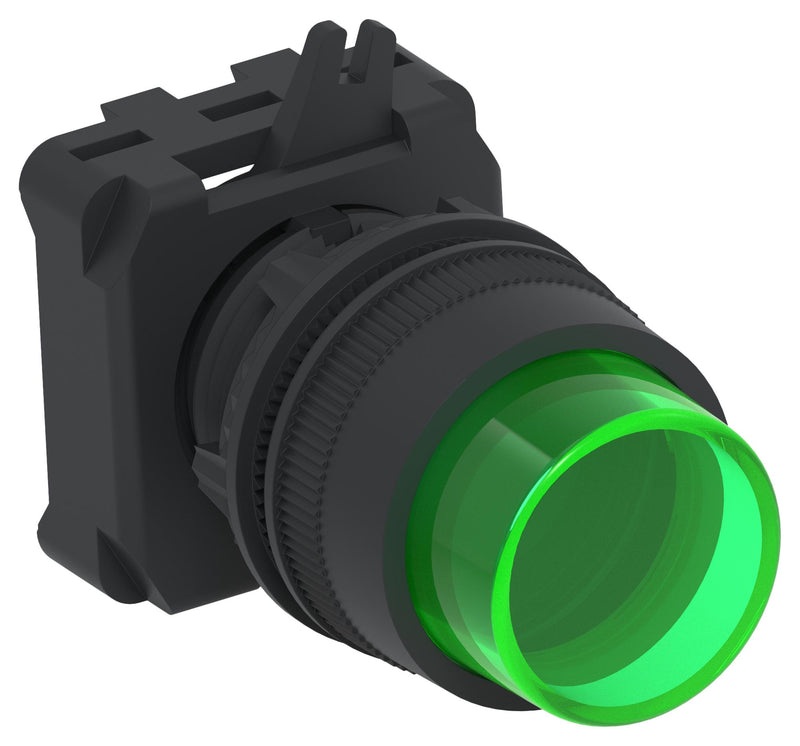 ALCOSWITCH - TE CONNECTIVITY IPE22EXILGR Industrial Pushbutton Switch, IPE Series, 22.5 mm, SPST-1NC / 1NO, Momentary, Round Raised, Green