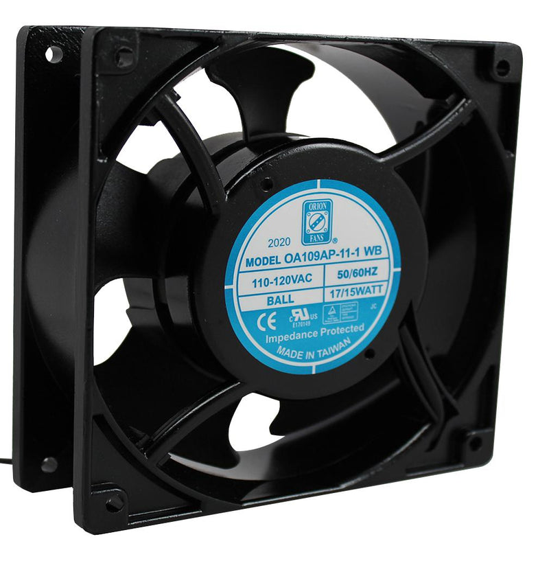 ORION FANS OA109AP-11-1WB AC Axial Fan, 115V, Square, 120 mm, 38.5 mm, Ball Bearing, 110 CFM