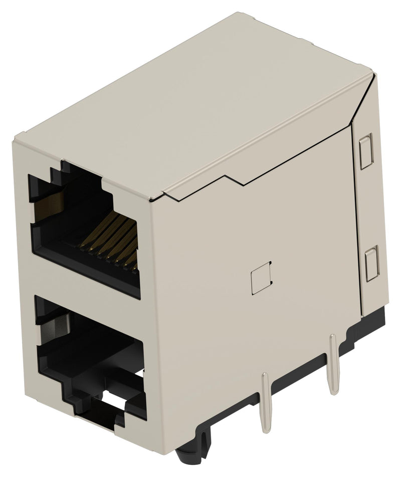 TE CONNECTIVITY 2501551-2 Modular Connector, RJ45 Jack, 2 x 1 (Stacked), 8P8C, Cat5e, Through Hole Mount