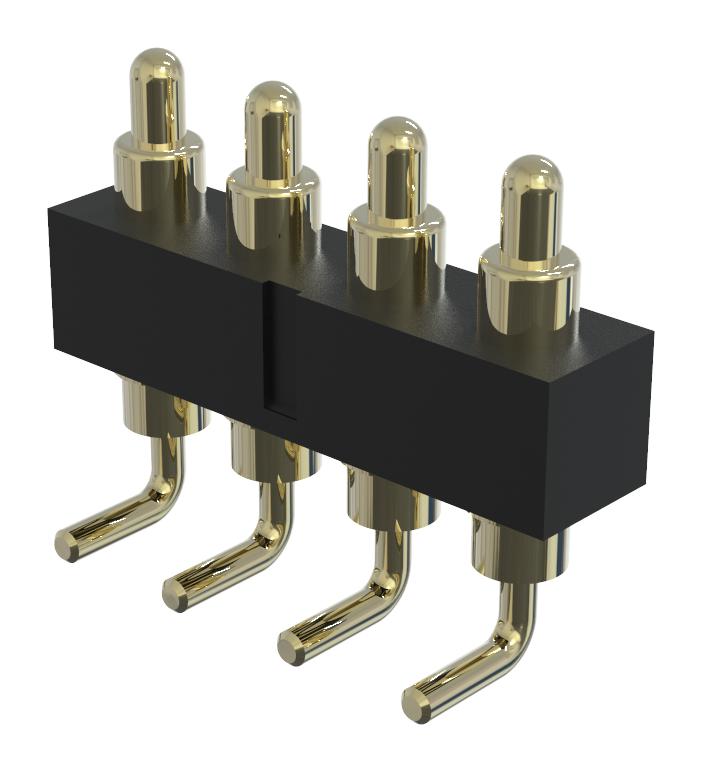 MULTICOMP PRO MP015224 Spring Loaded Connector, Pogo Pin Header, 2.54 mm, 1 Row, 4 Contacts