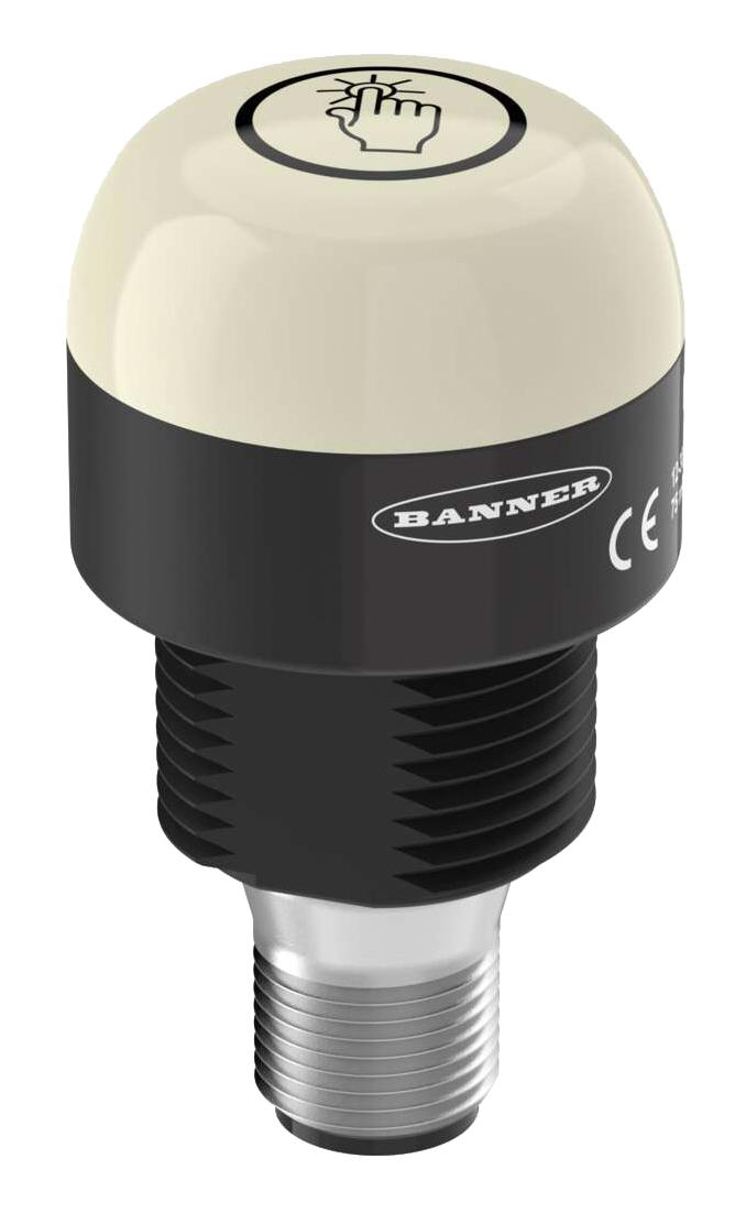 BANNER ENGINEERING K30ABT2RWHQ Touch Switch, Momentary, Normally Open, Bipolar Control, 12 to 30 VDC, White, IP00/67/69K