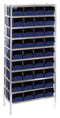 RAACO 181198 Shelving Unit, with Bin, Blue, Steel, Open Shelf, 36/Bins, 10/Shelves, 430 mm x 920 mm x 2 m