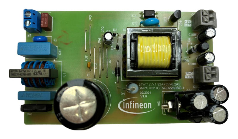 INFINEON REF5QR2280BG124W1TOBO1 Reference Design Board, ICE5QR2280BG-1, CoolSET, 24W, AC-DC Off-Line Flyback Converter