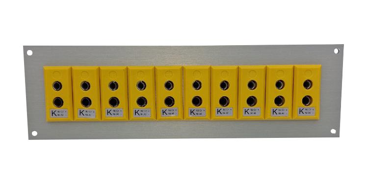 LABFACILITY AS-K-FF + FSP-10 Thermocouple Connector, 66 x 221mm Panel, Standard, K, Socket, 10Way, Yellow, ANSI, Fascia Mount