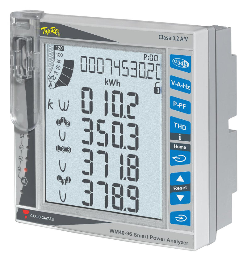 CARLO GAVAZZI WM40AV53H. Power Analyzer, 3-Phase, 690 VAC, 100 to 240 V, WM40 Series
