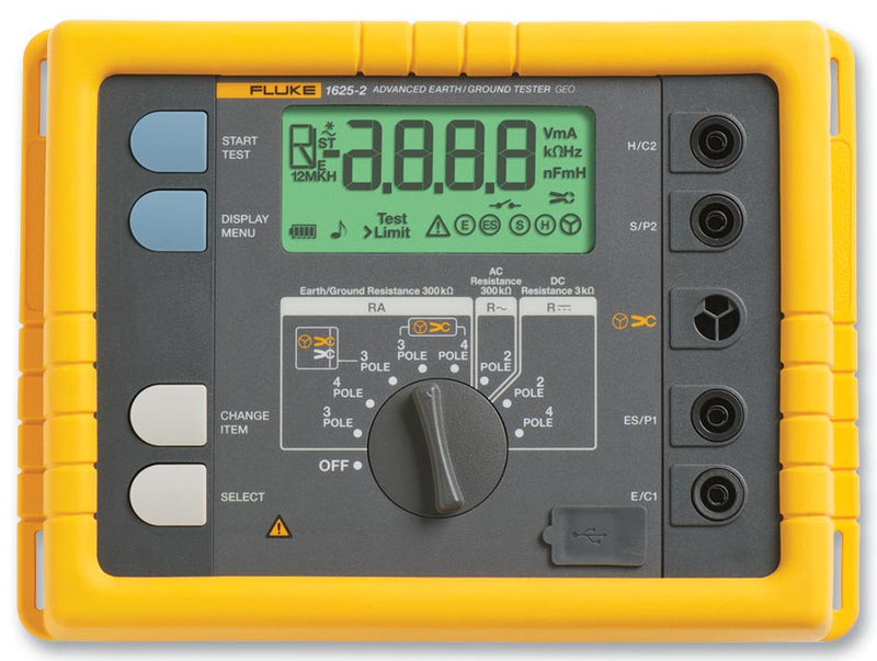 FLUKE FLUKE 1625-2 Earth Ground Tester, 3 and 4 Pole, 0.02ohm to 19.99kohm, 128 Hz GTIN UPC EAN: 0095969666855