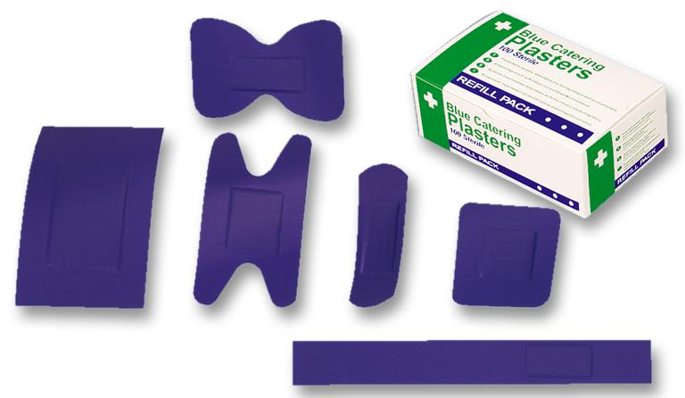 SAFETY FIRST AID GROUP D7010 Detectable Plaster, Blue Metal, 7.2 x 5cm, 3.8 x 3.8cm/7.2 x 2.5cm/6.4 x 1.8cm/3.8 x 1.8cm, 100Pk