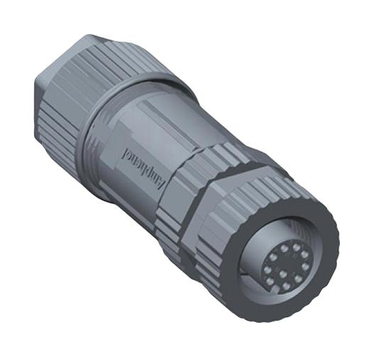 AMPHENOL LTW MSAS-12BFFA-SL7001 Sensor Connector, M Series, M12, Female, 12 Positions, Solder Socket, Straight Cable Mount