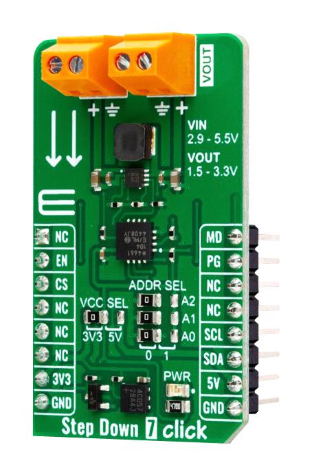 MIKROELEKTRONIKA MIKROE-5754 Add-On Board, Step Down 7 Click, mikroLab/EasyStart/mikromedia Starter/Fusion Development Kits