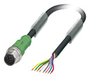 PHOENIX CONTACT 1522503 Sensor Cable, M12 Plug, Free End, 8 Positions, 3 m, 9.8 ft 1522503, SAC-8P-M12MS/ 3,0-PUR
