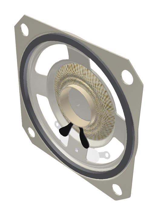 PUI AUDIO AS05008MS-R Speaker, 90 Hz to 20 kHz, 8 ohm, 3 W, 85 dB, Round with Square Frame, Panel Mount