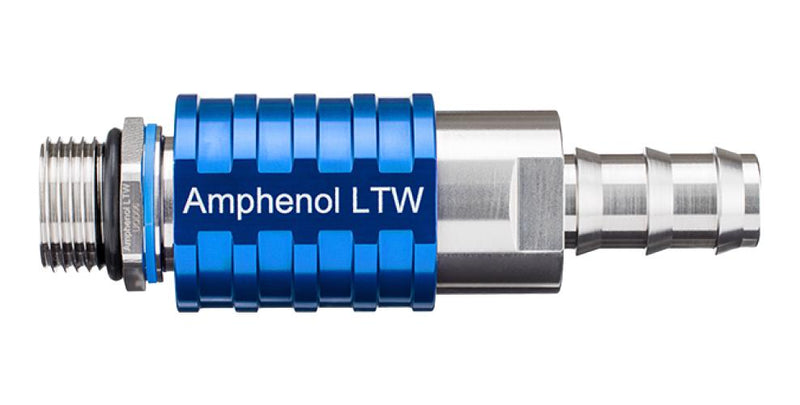AMPHENOL LTW SQD06-SBDN-PAFM-BE001 Liquid Cooling Plug-Socket, 3/4"-16UNF, Stainless Steel, Blue, Valve, SnapQD Series