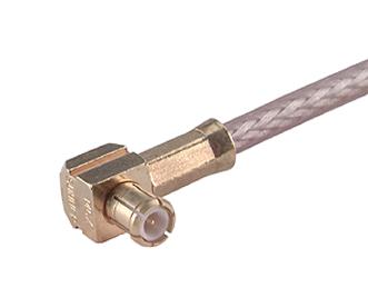 HUBER+SUHNER 16"MCX-50-2-14/111"NE RF / Coaxial Connector, MCX Coaxial, Right Angle Plug, Solder, 50 ohm 84017432