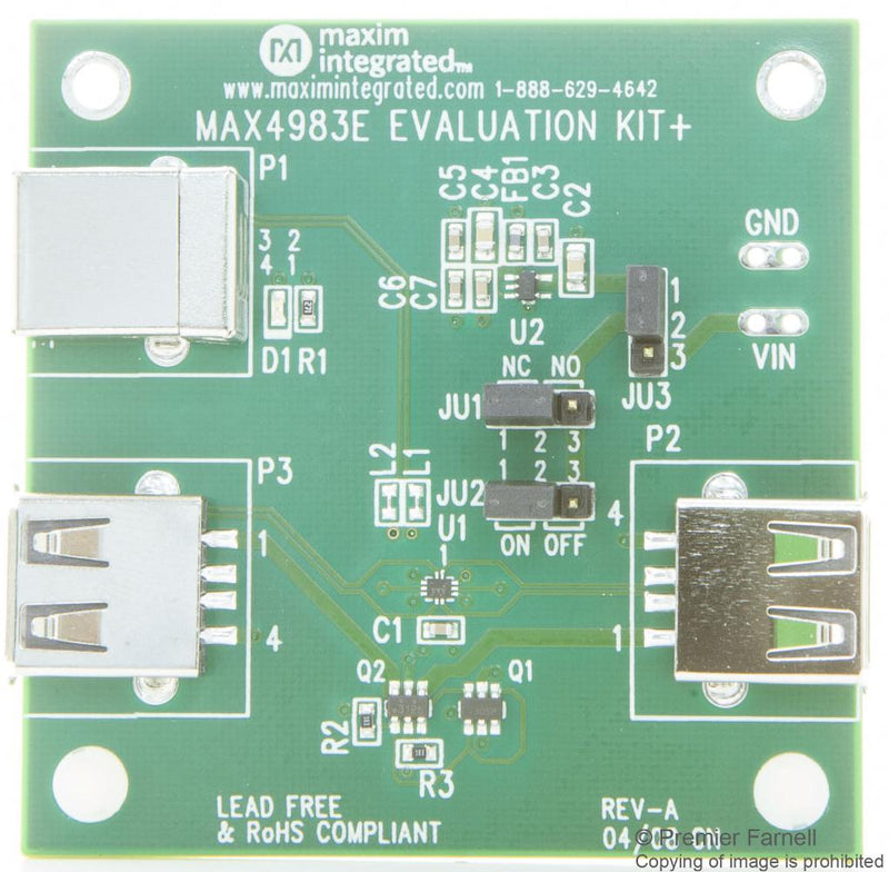 ANALOG DEVICES MAX4983EEVKIT+ Evaluation Kit, MAX4983E High ESD Protected Double Pole/Double Throw (DPDT) Switch