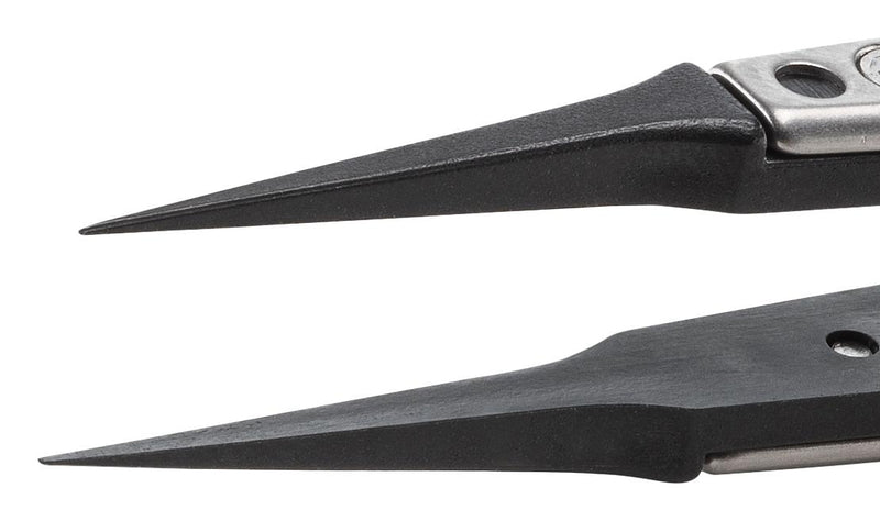 IDEAL-TEK 5UFCPR.SA.1.IT Tweezer, Replaceable Tip/ESD Safe, Style 5, 130mm, SS Body/Carbon Fibre Reinforced Plastic Tip