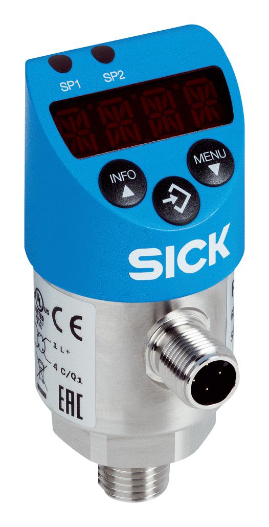 SICK PBS2-RB400SG1SSDLMA0Z Pressure Switch, IO-Link, LED, Gauge, G1/4A, 0 bar, 400 bar, SPST-NO, SPST-NC, 4 Pin M12 Connector