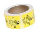 SCS 7201 LABEL, ESD WARNING, ORANGE,1.875" X 2.5"