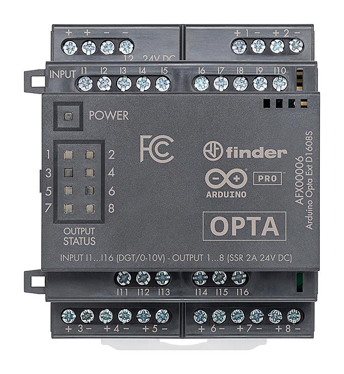ARDUINO AFX00006 PLC, Solid State Relay, 16 Analog/Digital Inputs, 8 Relays Output, 24 VDC, IP20