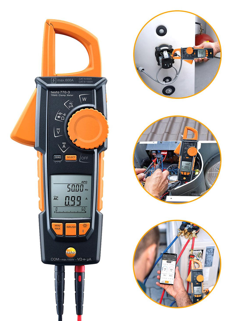 TESTO 0590 7703 02 CURRENT CLAMP W/BLUETOOTH, 3.75 DIG, 60A