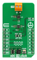 MIKROELEKTRONIKA MIKROE-5880 Click Add-On Board, ADC 14, MAX11108A, Low-Power Serial ADC, SPI, 3.3V in