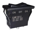 NIDEC COMPONENTS ELW115E12 Rocker Switch, Sealed, On-Off-On, SPDT, Non Illuminated, Panel, Snap-In, Black, ELW Series