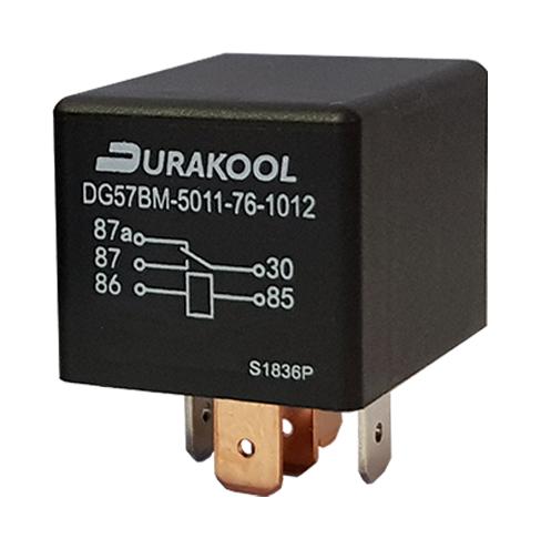 DURAKOOL DG57BM-5021-76-1012-R Automotive Relay, IP54, 12 VDC, 60 A, SPST-NO, Plug In, Quick Connect, DG57BM Series