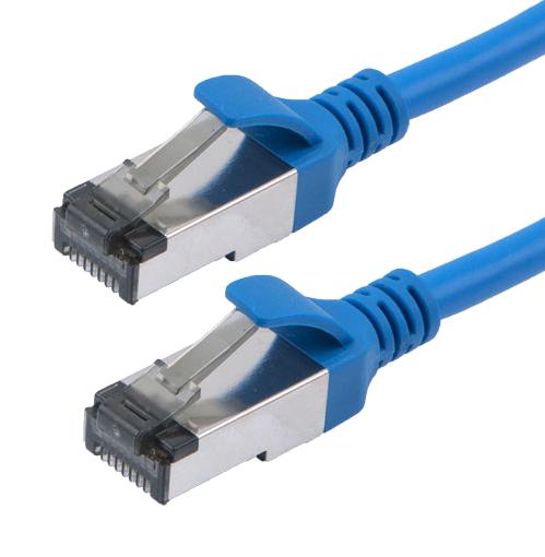 L-COM TRD828-BLU-05F Ethernet Cable, Cat8, RJ45 Plug to RJ45 Plug, FTP (Foiled Twisted Pair), Blue, 152.4 mm, 6 ft