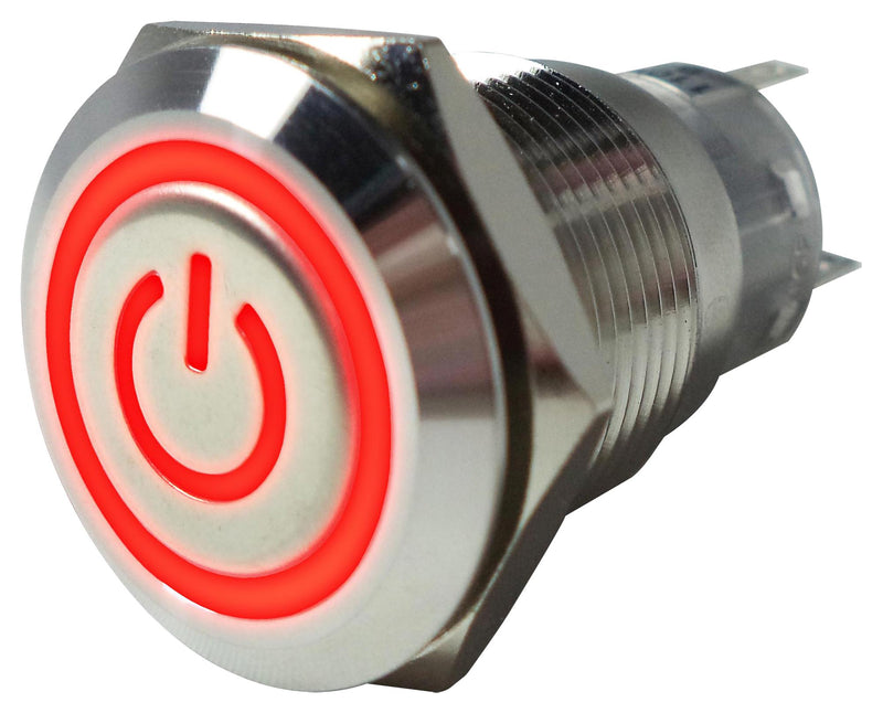 MULTICOMP PRO MP-PB7-03LB22CFPR12V Vandal Resistant Switch, 12V LED, 0.748 ", SPDT, Latching, Round Flat, Natural