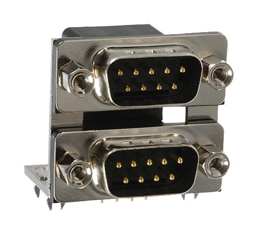 NORCOMP 189-009-513R491 Stacked D Sub Connector, Upper - Receptacle / Lower - Receptacle, DE, 9 Contacts