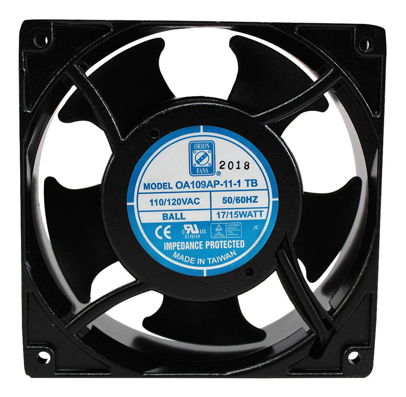 ORION FANS OA109AP-11-1TB AC Axial Fan, 115V, Square, 120 mm, 38 mm, Ball Bearing, 104 CFM