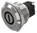 EAO 82-6151.1000.B001 Vandal Resistant Switch, On/Off, 82-x151.1000.B001 Series, 22 mm, SPDT, Momentary, Round Flat Flush
