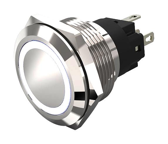 EAO 82-6151.1154 Vandal Resistant Switch, 82-6151 Series, 22 mm, SPDT, Momentary, Round Flat Flush, Natural