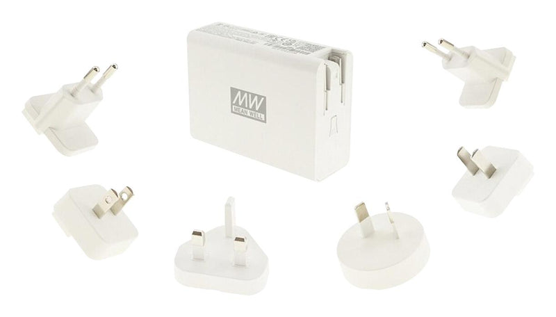 MEAN WELL NGE100 Fast Charger, Plug In, Universal Adapter, 90 to 264 VAC, 1.6A, -30 &deg;C to 70 &deg;C