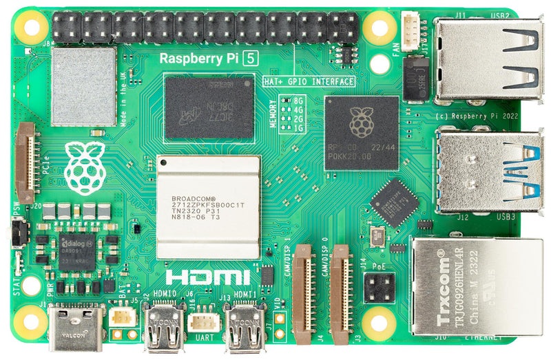 RASPBERRY-PI RPI5-4GB-SINGLE SBC, Raspberry Pi5 4GB, BCM2712, Arm Cortex-A76, 4GB RAM, MicroSD, Wifi, HDMI, Power button GTIN UPC EAN: 5056561803319