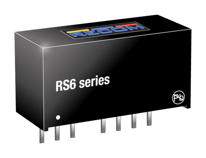 RECOM POWER RS6-2412S Isolated Through Hole DC/DC Converter, 2:1, 6 W, 1 Output, 12 V, 500 mA