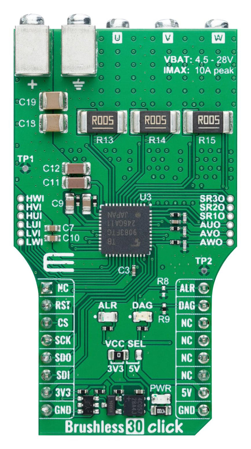 MIKROELEKTRONIKA MIKROE-6337 Add-On Board, Brushless 30 Click, MikroE mikroBUS Compatible Development Boards, 5V