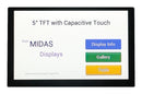 MIDAS DISPLAYS MDT5000C-V4 TFT LCD, 5 ", 800 x 480 Pixels, Landscape, RGB, 3.3V