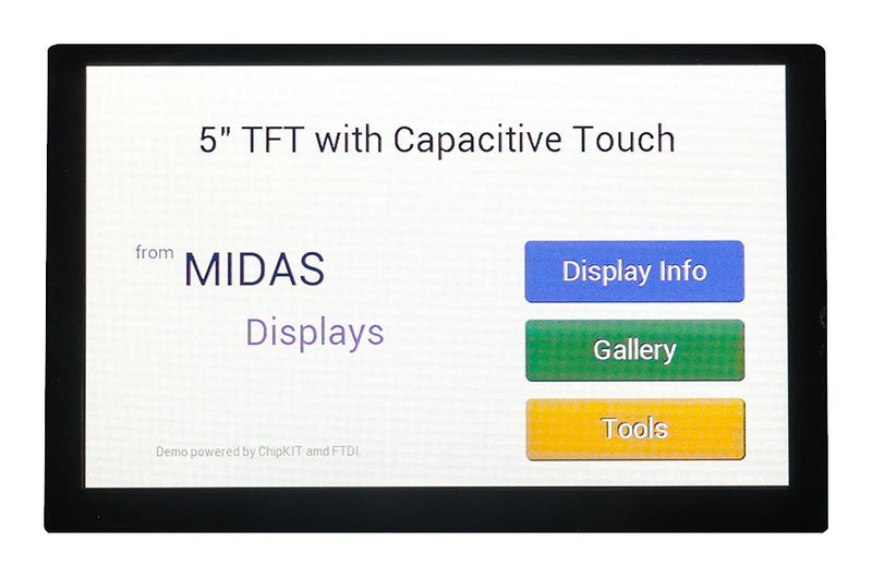 MIDAS DISPLAYS MDT5000C-V4 TFT LCD, 5 ", 800 x 480 Pixels, Landscape, RGB, 3.3V