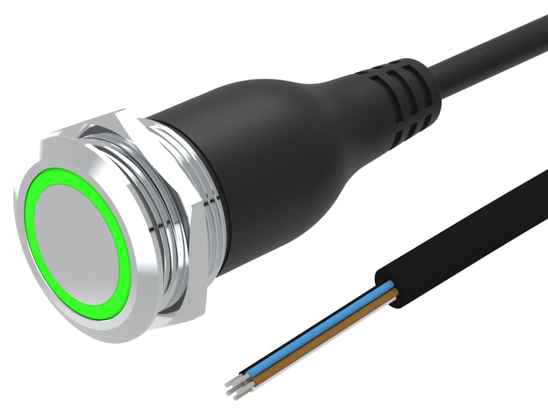 EAO 82-6655.2134 Vandal Resistant Switch, Ring Illuminated, 24V LED, 82 Series, 22 mm, SPDT, Maintained