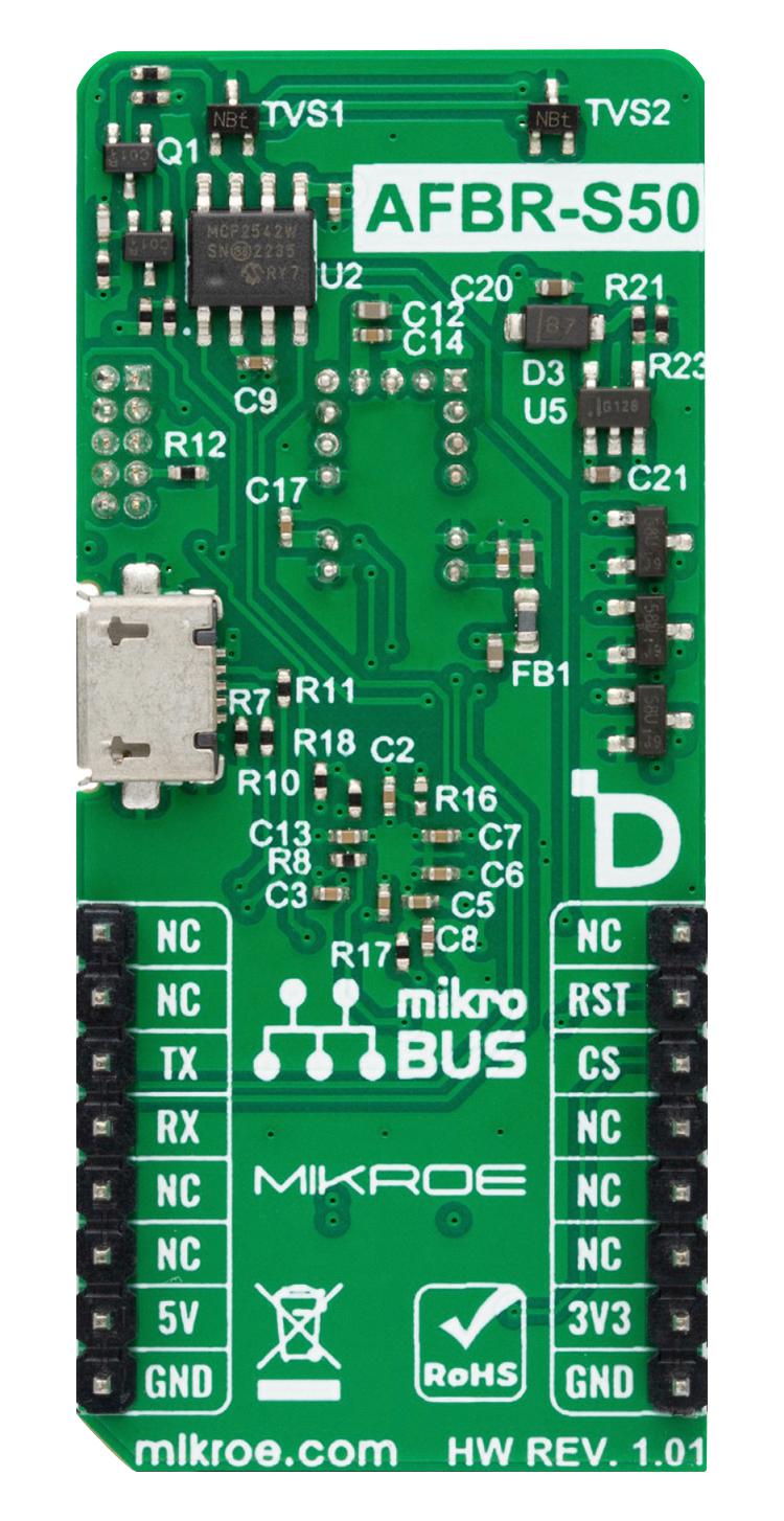 MIKROELEKTRONIKA MIKROE-5680 Add-On Board, LightRanger 7 Click, S50MV85G, 3.3V/5V in, CAN, SWD, UART, USB Interface