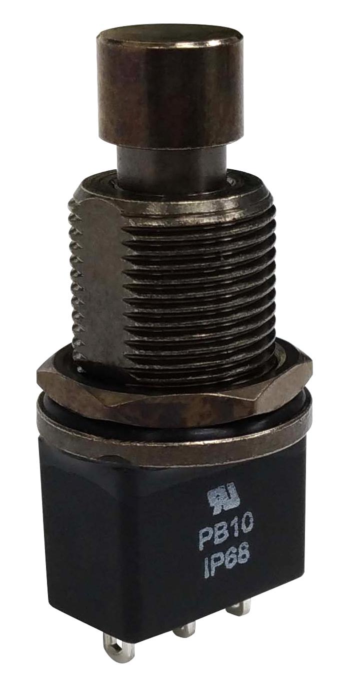MULTICOMP PRO MP-PB10-AAA1QE-4 Pushbutton Switch, 11.9 mm, SPDT, On-On, Round Plunger, Black